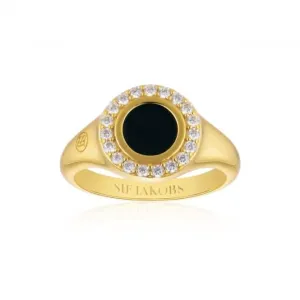 White Zirconia Black Enamel Follina Nero Piccolo Ring SJ-R11577-BECZ-YG Sif Jakobs Jewellery