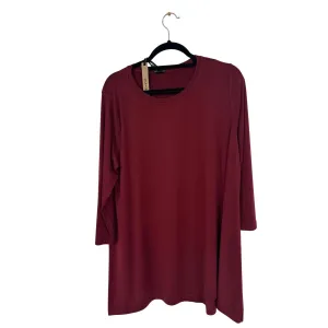 Women's 3/4 Sleeve Crew Neck Tunic In Red