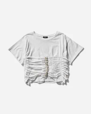 Women's Belted Wide Sleeve T-Shirt White