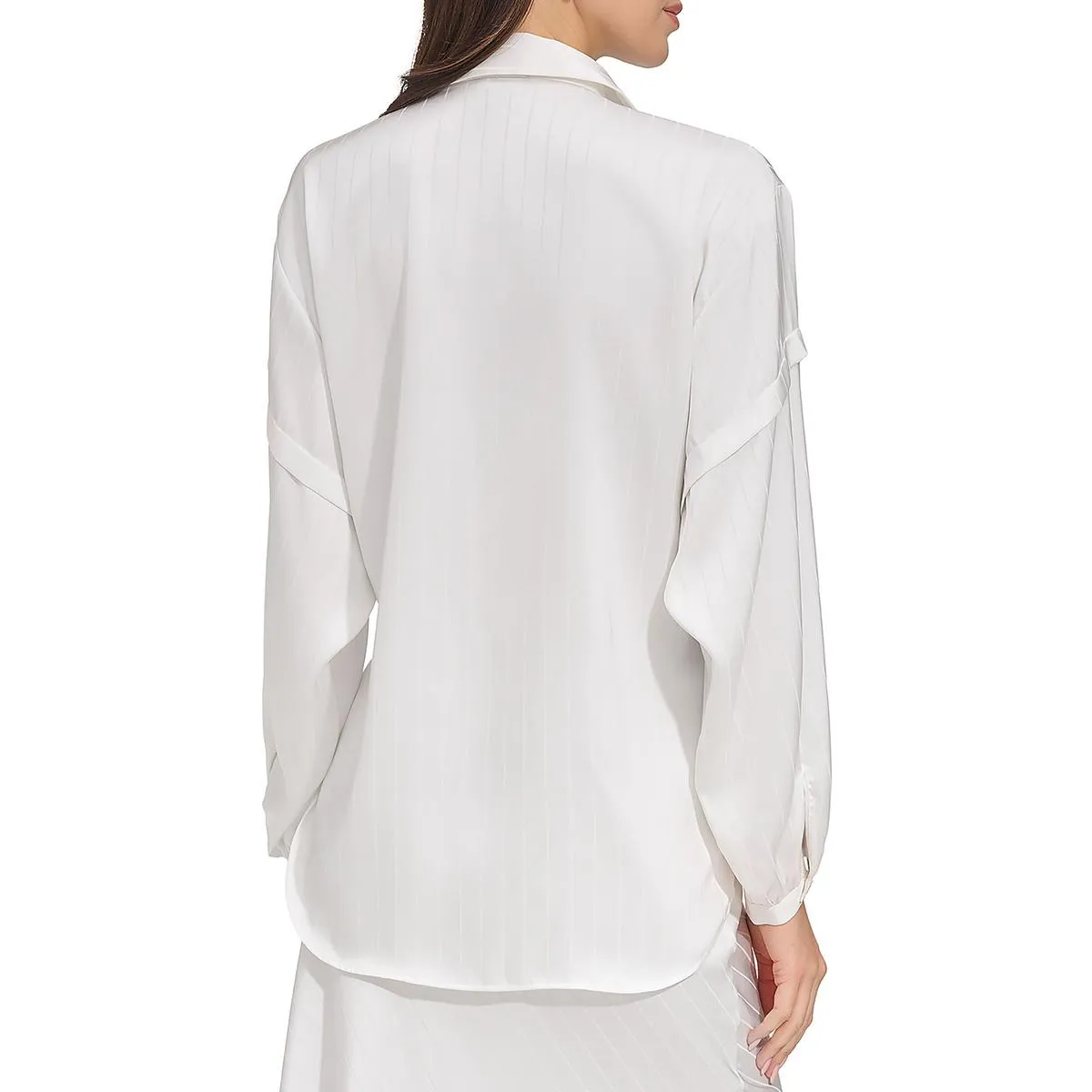Womens Button Polyester Button-Down Top