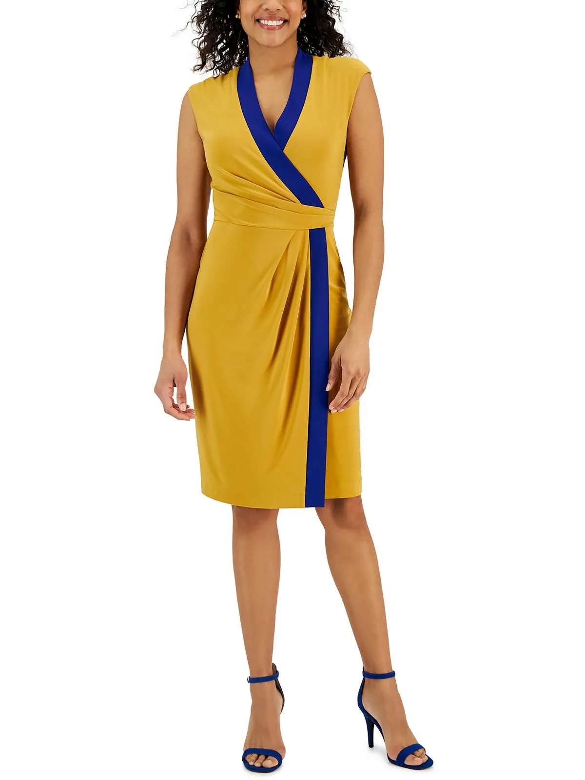 Womens Colorblock Short Wrap Dress