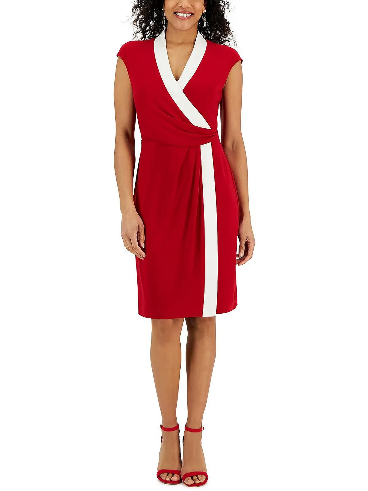 Womens Colorblock Short Wrap Dress