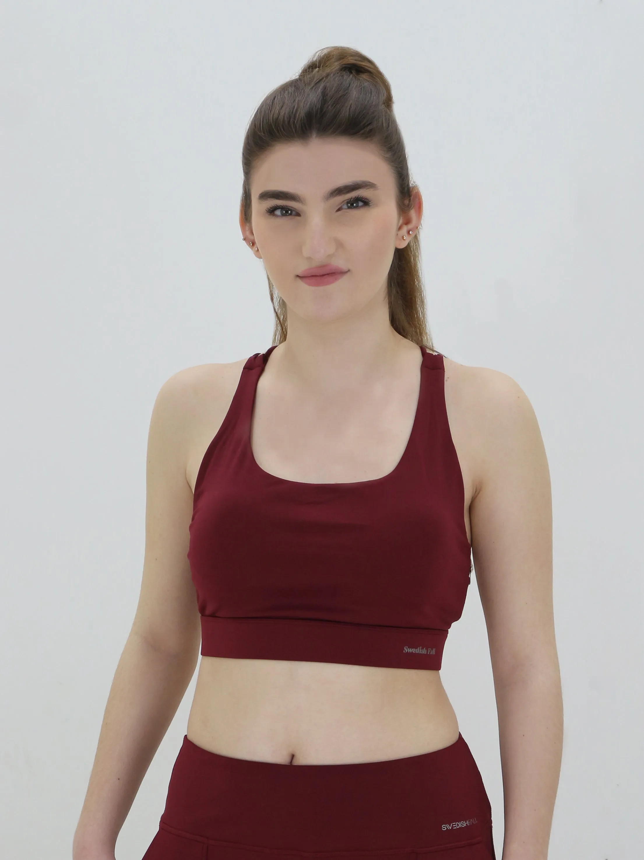 Women's Criss-Cross Sports Bra,Burgundy