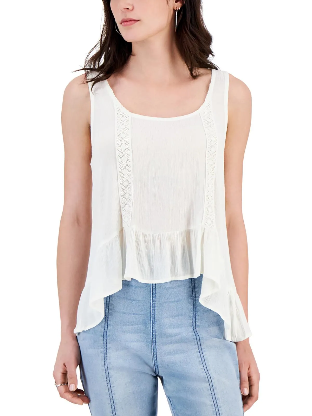 Womens Crochet Peplum Tank Top