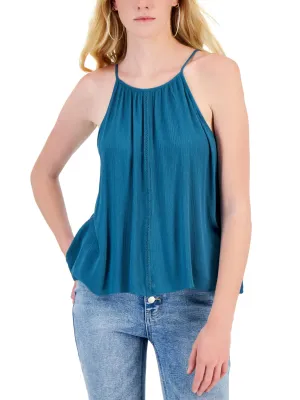 Women's Crochet Trim Tank Top,Teal