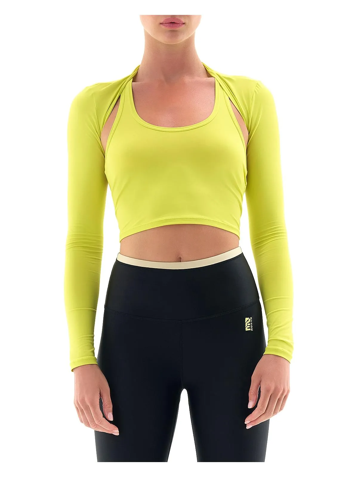Womens Cut-Out Nylon Crop Top