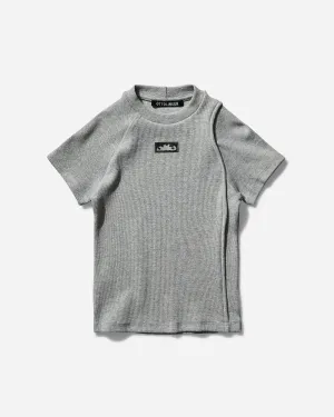 Women's Decontructed Rib T-Shirt Silver Melange