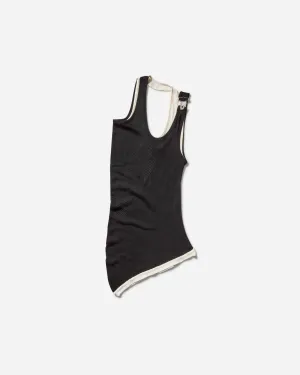 Women's Draped Double Tank Top Black