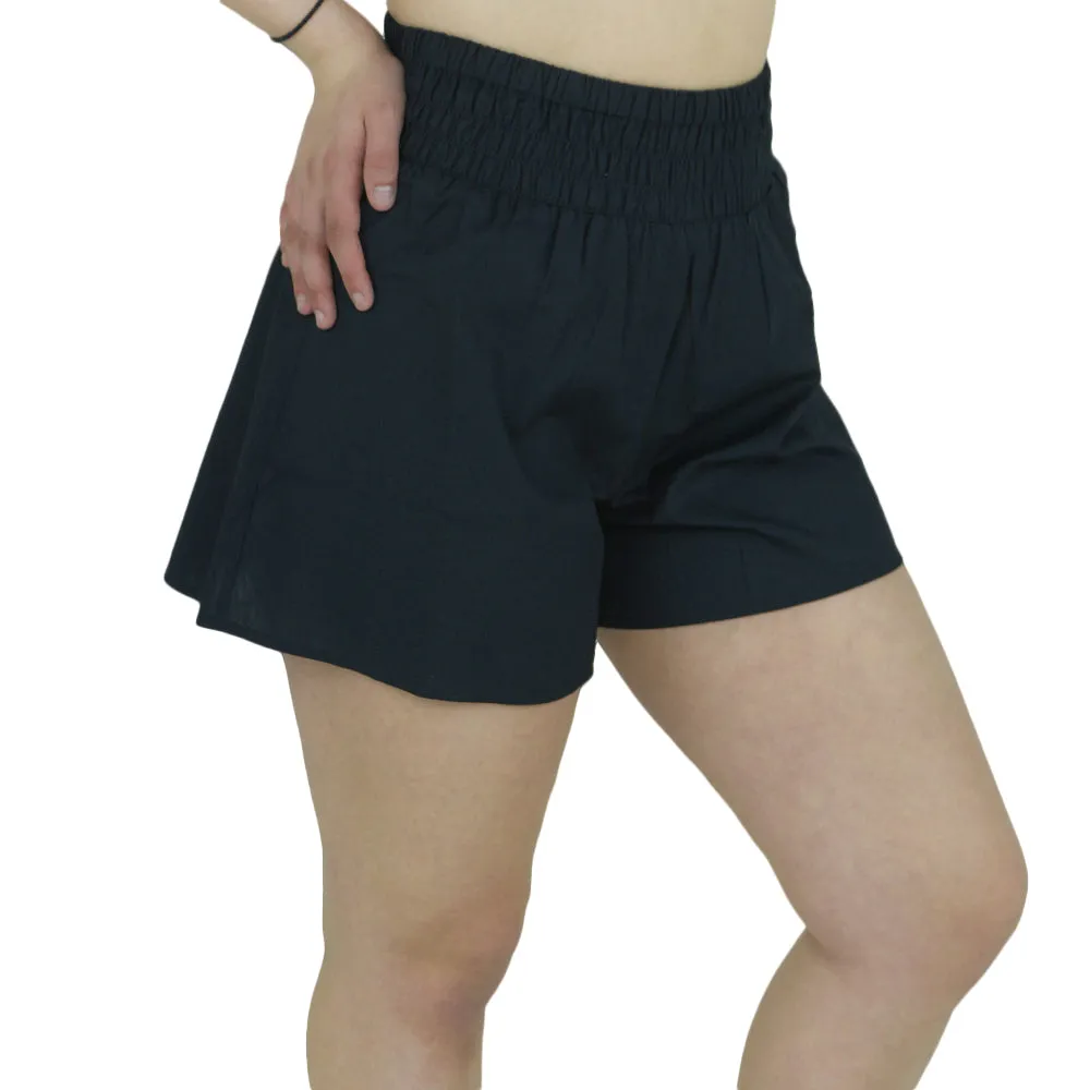 Women's Elastic Waistband Casual Short,Black