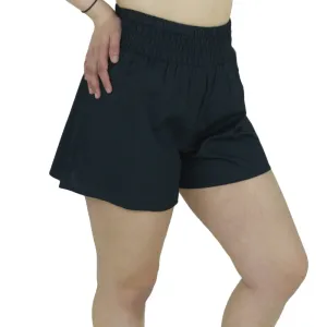 Women's Elastic Waistband Casual Short,Black