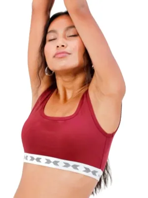 Women's Elasticated Waist Sport Bra,Burgundy