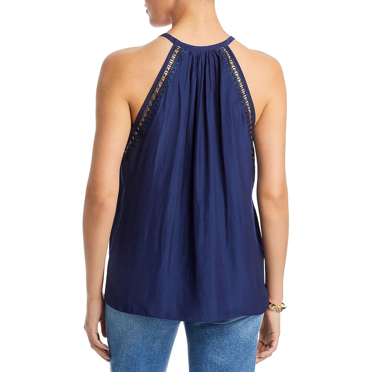 Womens Embroidered Embellished Halter Top