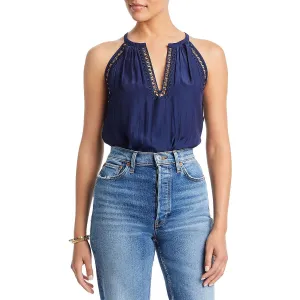 Womens Embroidered Embellished Halter Top