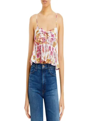 Women's Eyelet Floral Printed Top,Multi