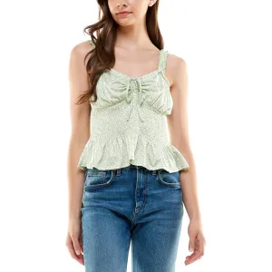 Womens Floral Cropped Peplum Top