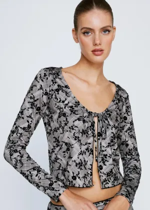 Women's Floral Printed Cropped Top,Light Olive/Black