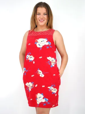Women's Floral Printed Dress,Red