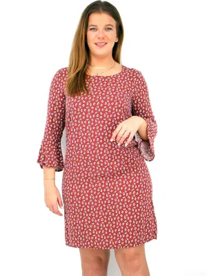 Women's Floral Printed Dress,Red