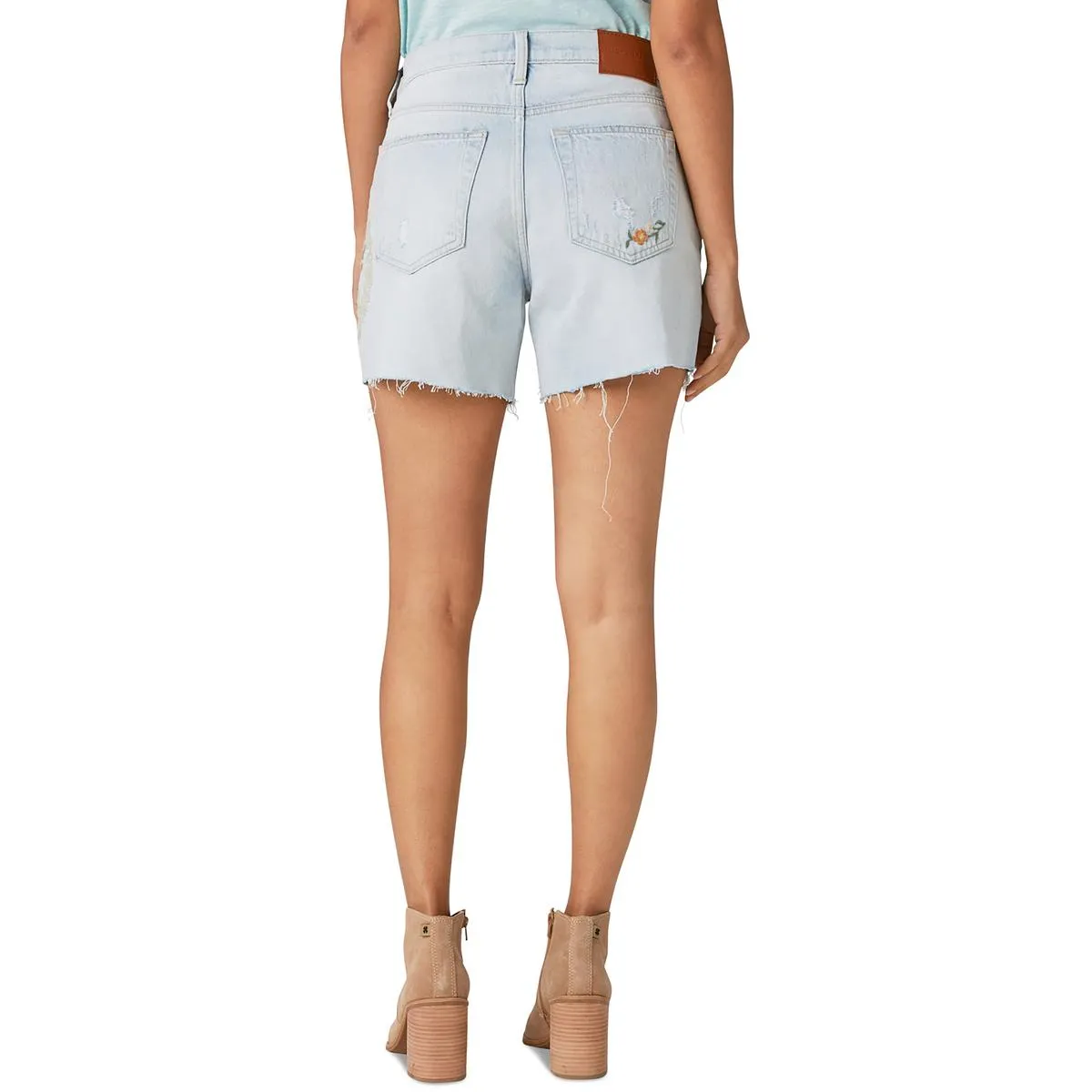 Womens High Rise Distressed Denim Shorts