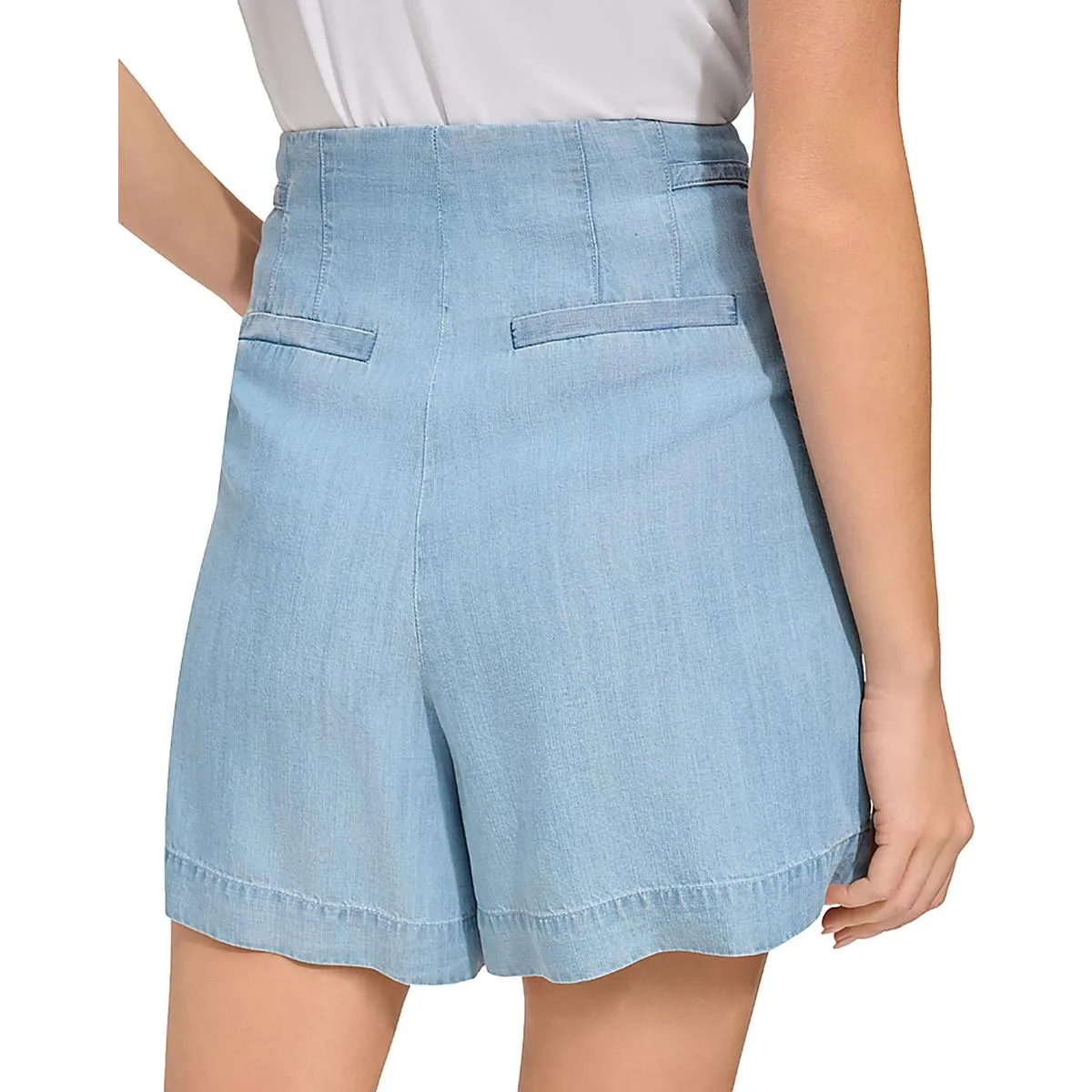Womens High Rise Pleated Casual Shorts