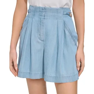 Womens High Rise Pleated Casual Shorts