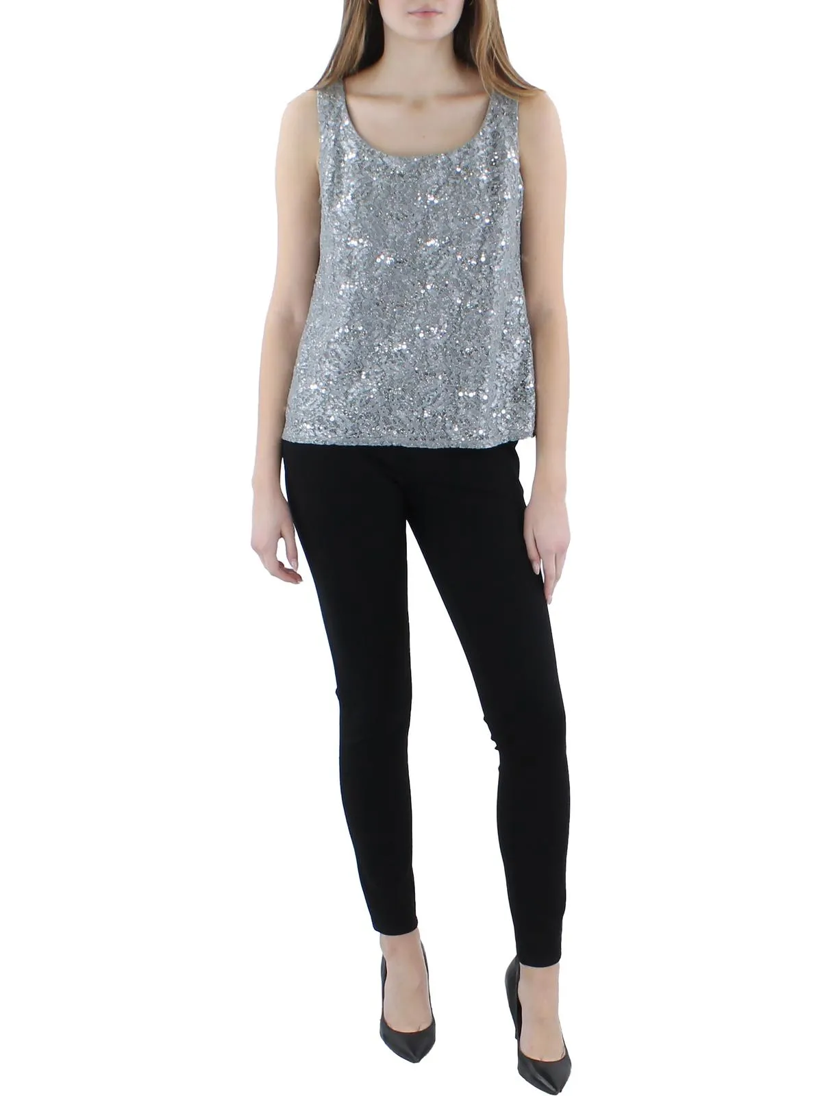 Womens Lace Sequined Tank Top