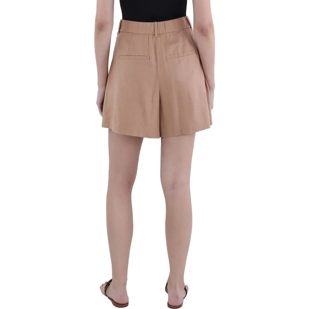Womens Linen Mini High-Waist Shorts