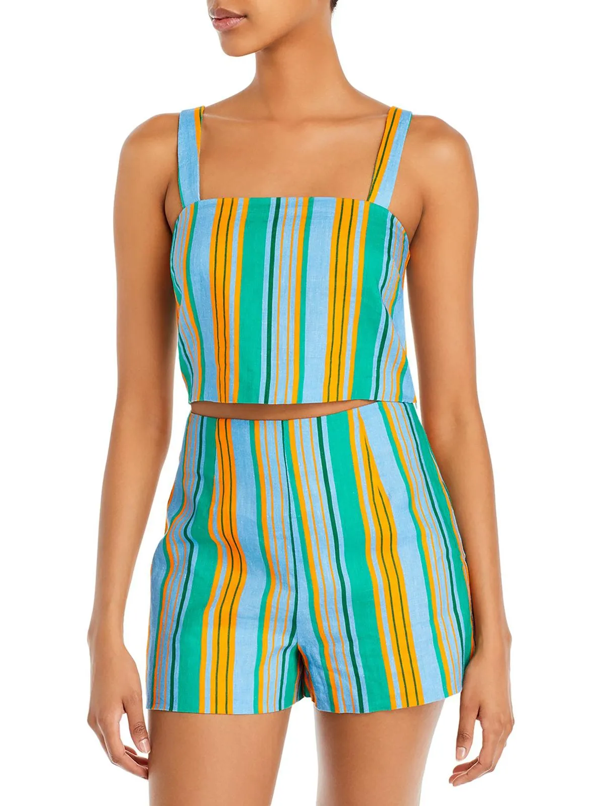 Womens Linen Striped Tank Top
