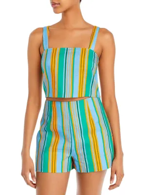 Womens Linen Striped Tank Top