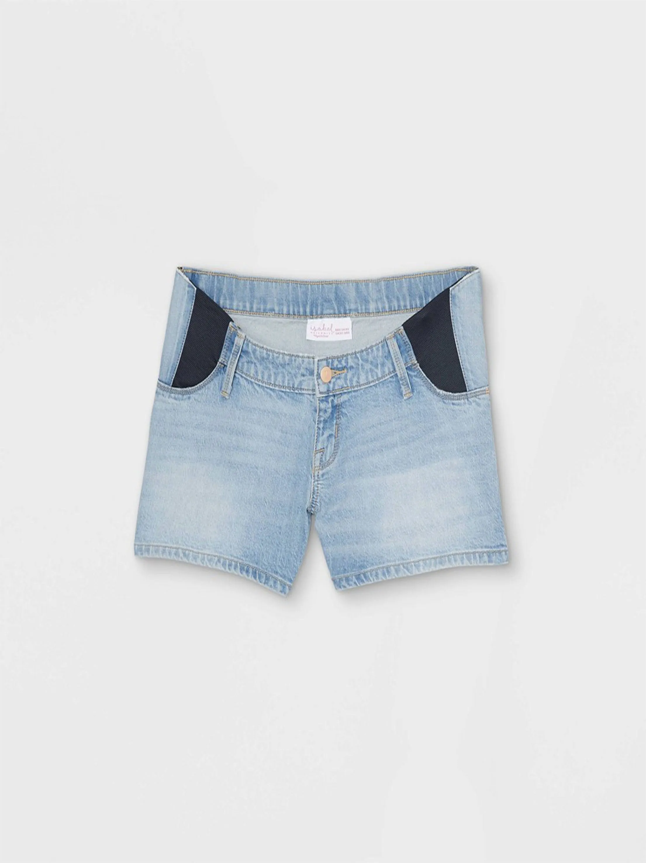 Women's Maternity Washed Denim Short,Light Blue
