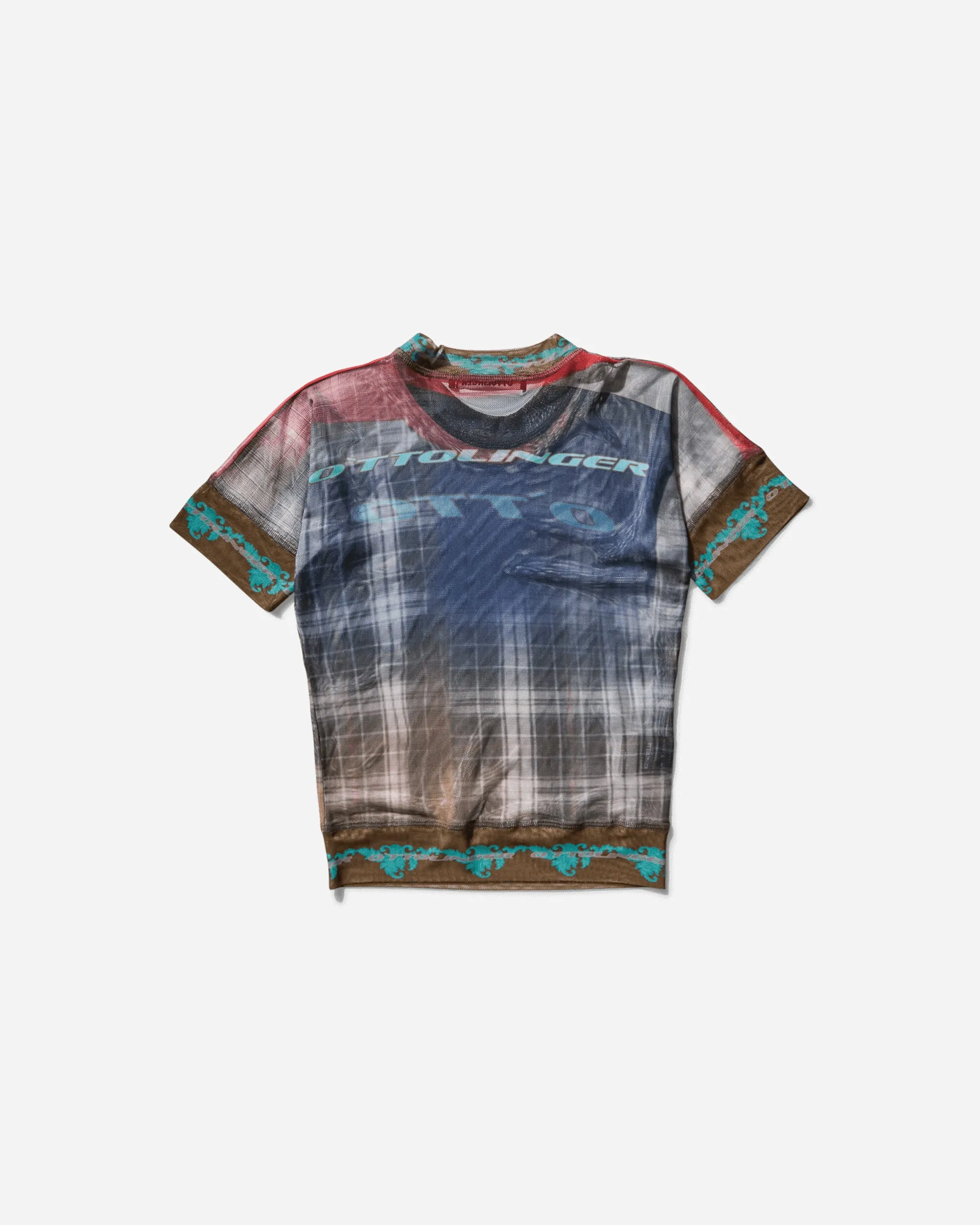 Women's Mesh Top Surf Plaid Print