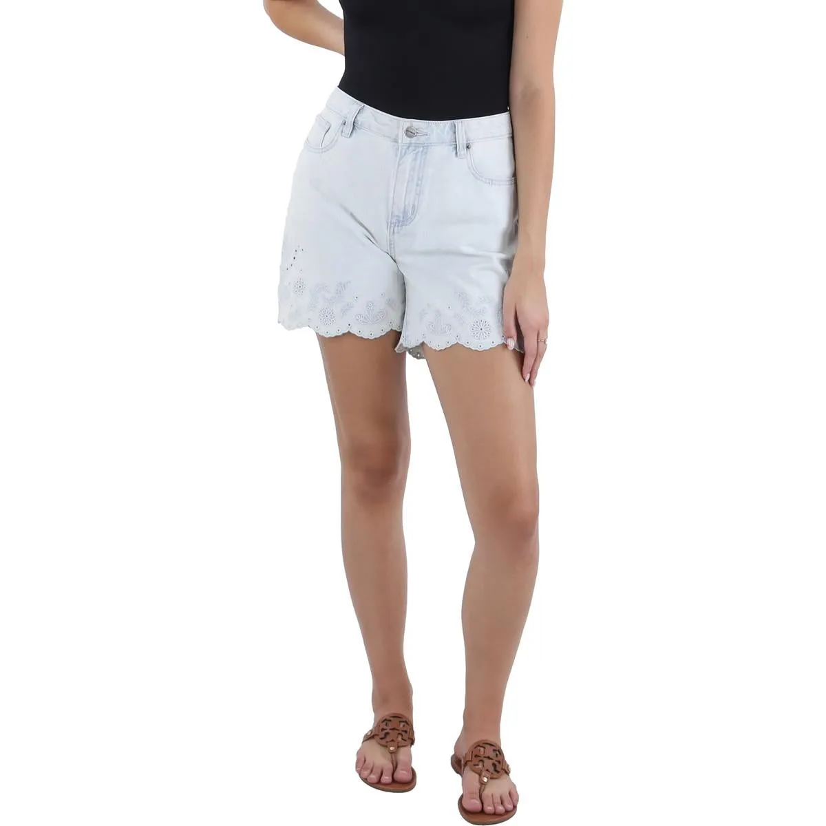 Womens Mini Eyelet Denim Shorts