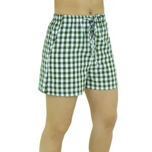 Women's Plaid Casual Short,Olive/White