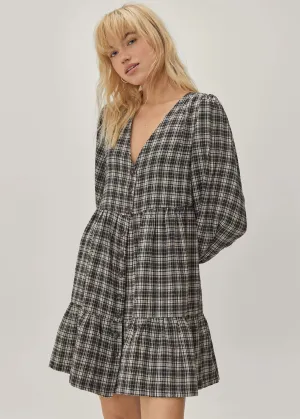 Women's Plaid Dress,Black/Grey