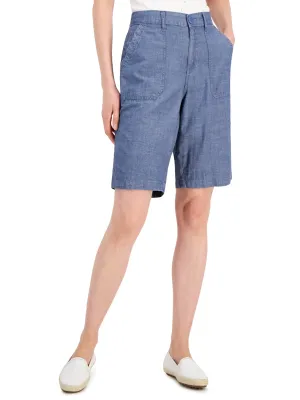 Women's Plain Solid Cotton Short,Blue