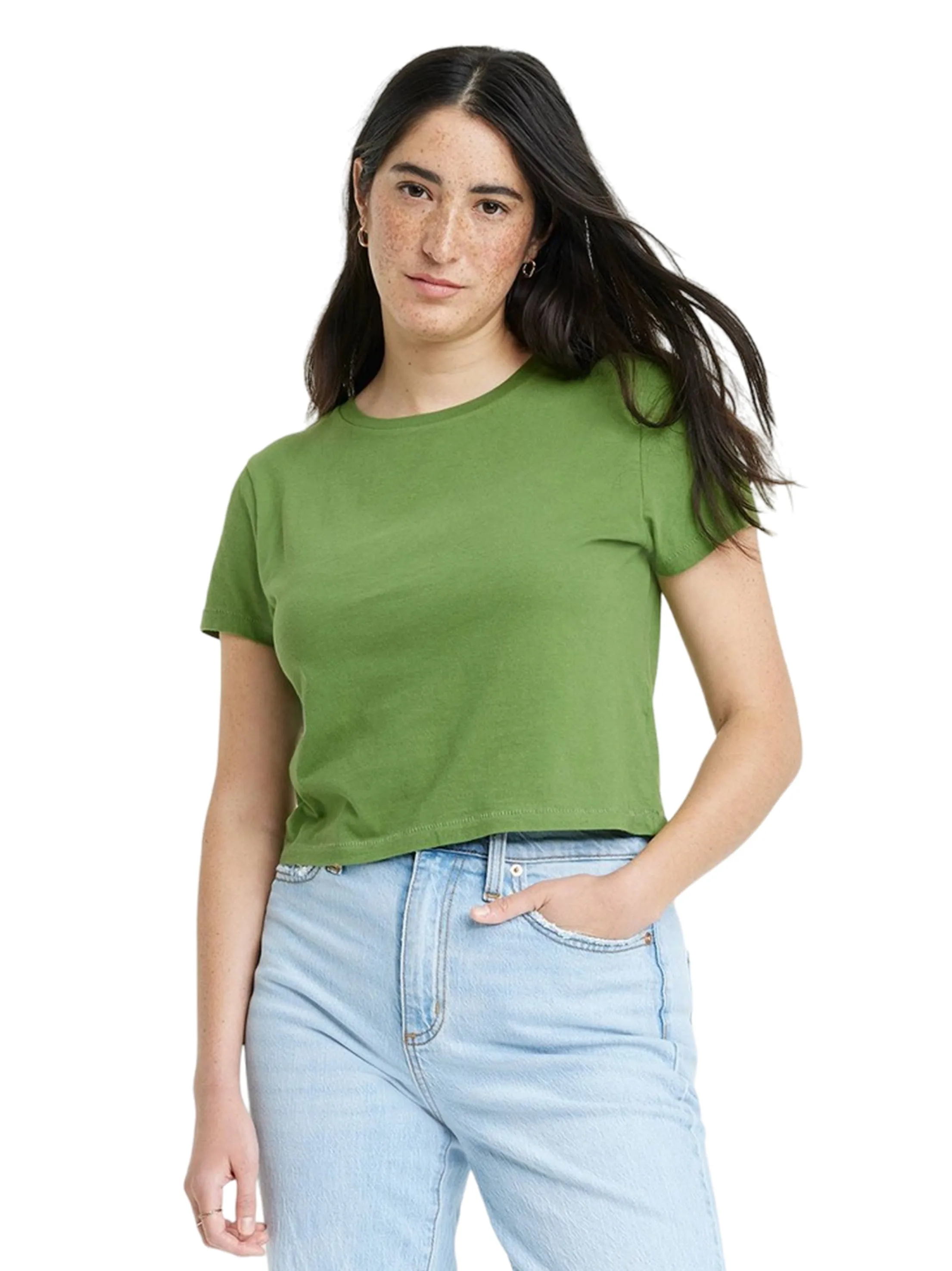 Women's Plain Solid T-Shirt,Green