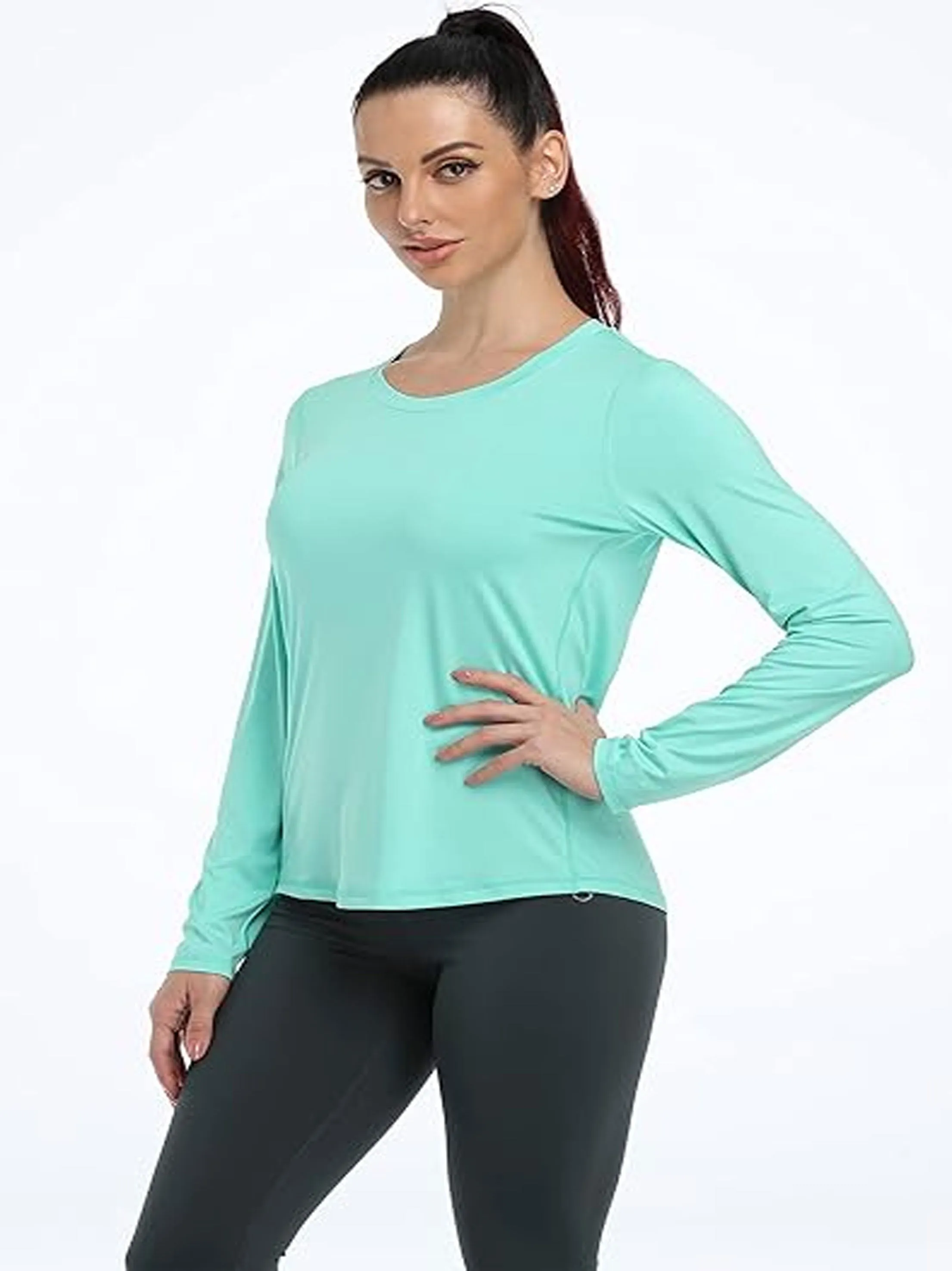 Women's Plain Sport Top,Mint Blue