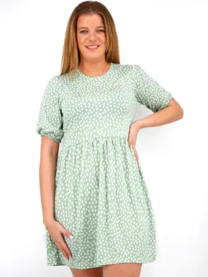 Women's Polka Dots Dress,Green