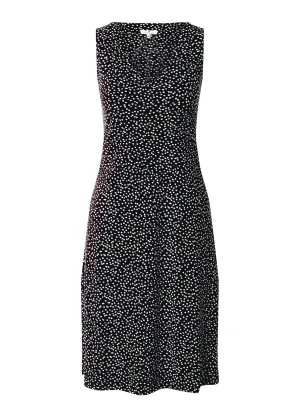 Women's Polka Dots V-Neck Dress,Black