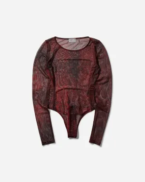 Women's Printed Mesh Bodysuit Petite