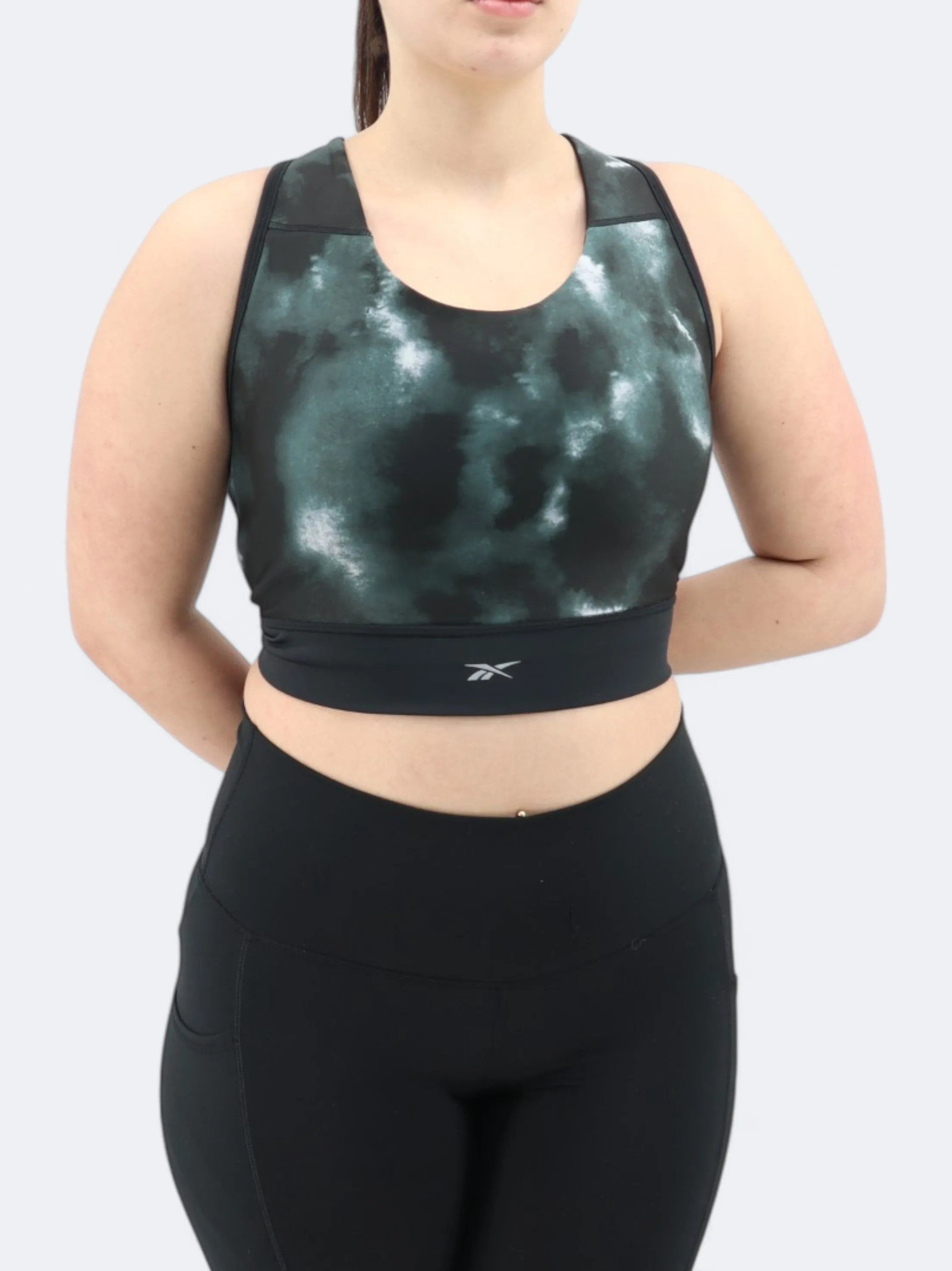 Women's Printed Sports Cropped Top,Dark Green