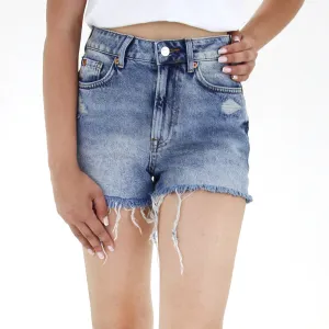 Women's Ripped Denim Mini Short,Light Blue