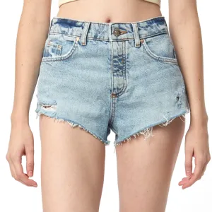 Women's Ripped Mini Denim Short,Light Blue