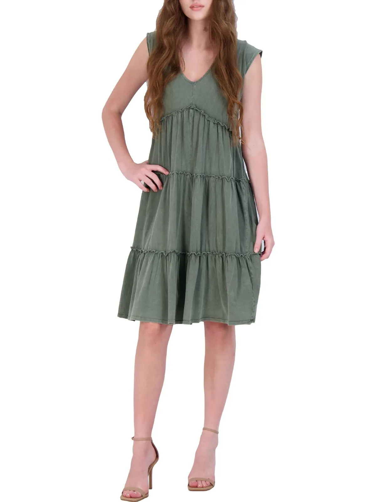 Womens Ruffled Sleeveless Sundress