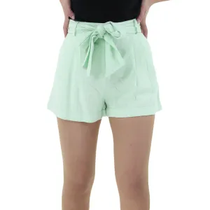 Women's Ruffled With Belt Short,Light Green