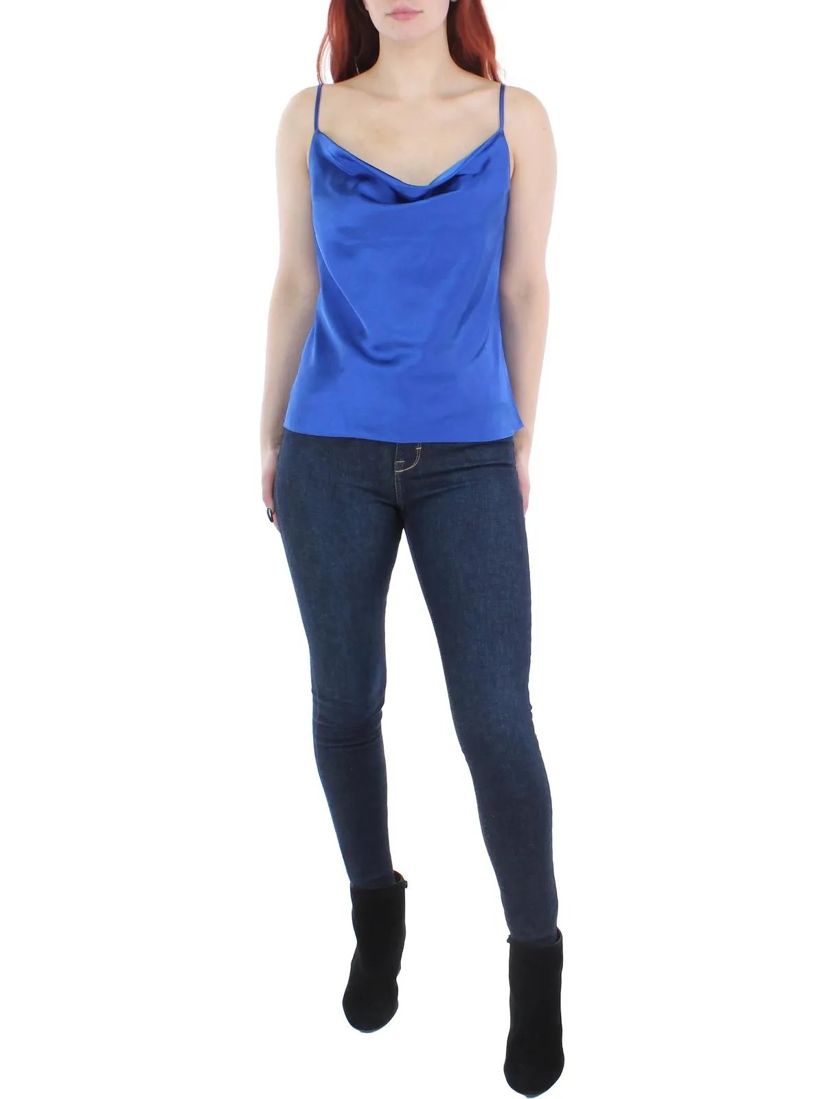 Womens Satin Cowl Neck Tank Top