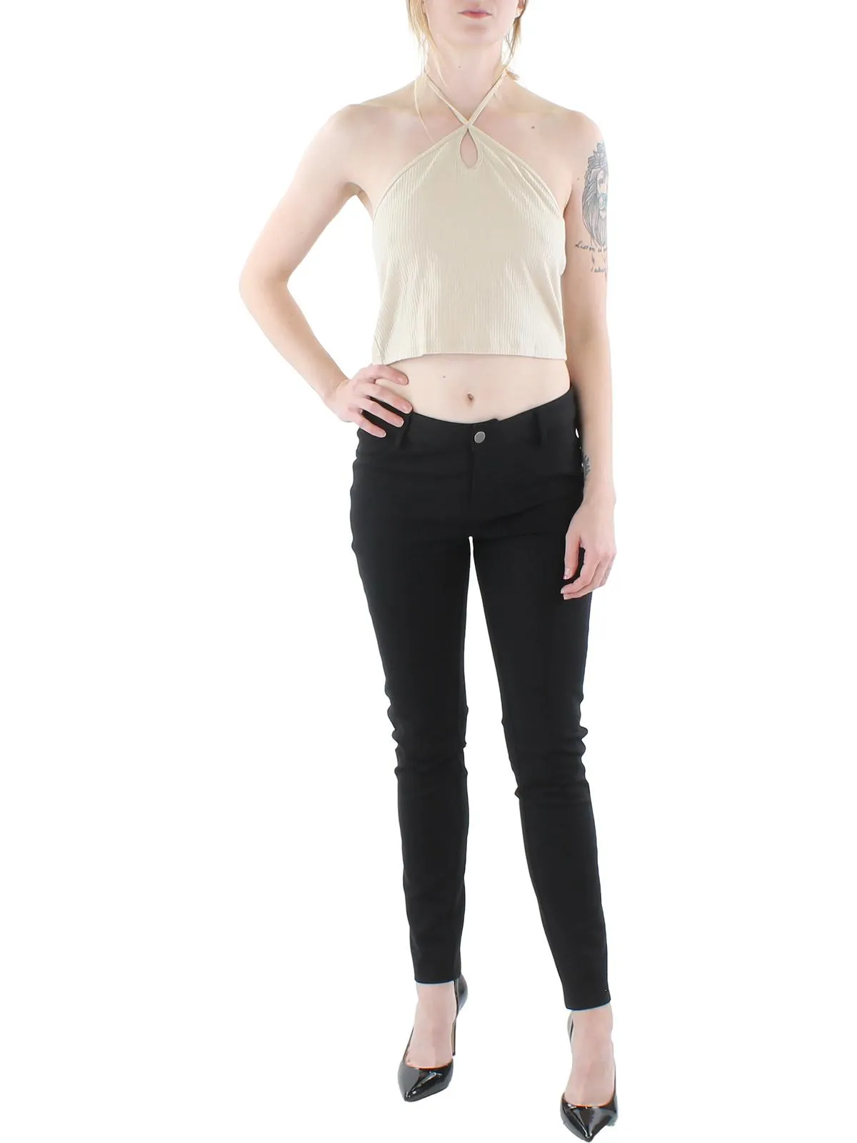 Womens Satin Cowl Neck Tank Top