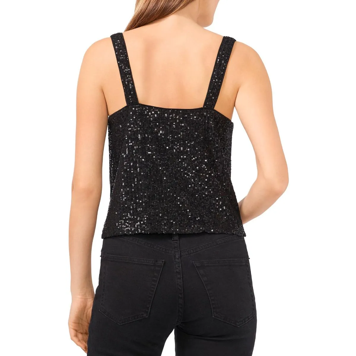 Womens Sequin Cropped Tank Top