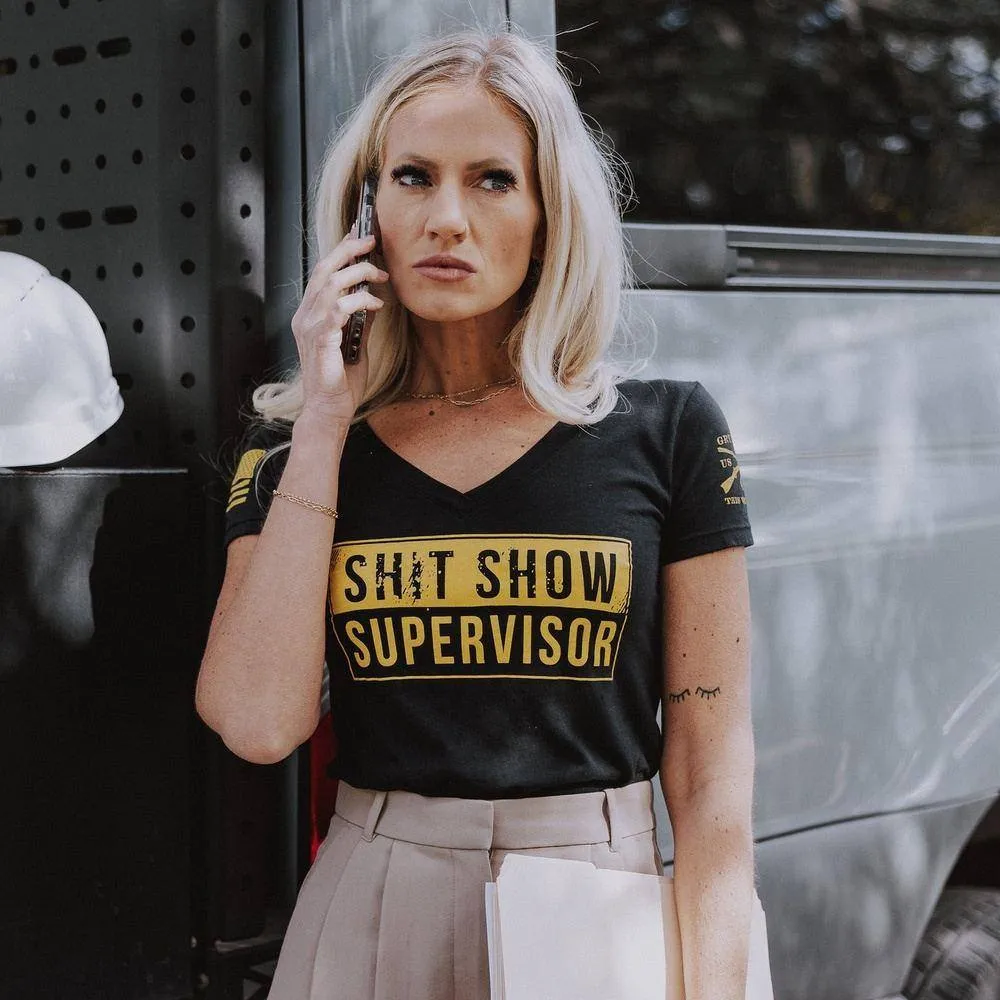 Women's Sh*t Show Supervisor V-Neck - Black