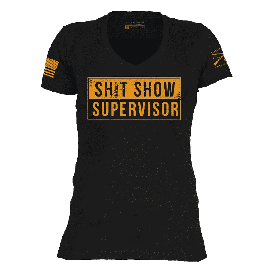 Women's Sh*t Show Supervisor V-Neck - Black